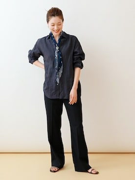 「FRAMeWORK（フレームワーク）のアイテム（スラックス）」を使った、minamiさん（レディース・165cm）の夏コーディネート