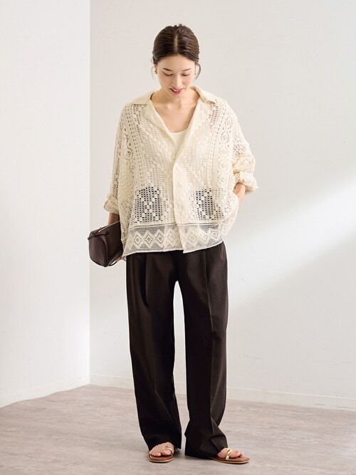 アンティークレースブラウス Gauze# ガーゼ ラミーリネン アンティーク レース フリル 2way