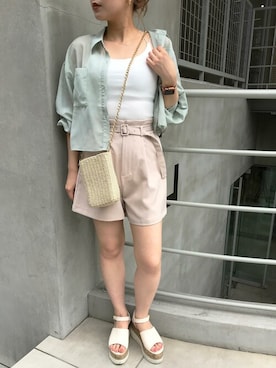 「キュロットパンツ」｜「アイテム（その他）」を使った、INGNI STORE(イングストア）さん（レディース・158cm）の夏コーディネート