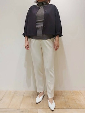 「qualite（カリテ）のアイテム（ノーカラージャケット）」を使った、koeさん（レディース・160cm）の秋コーディネート