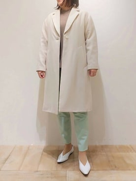 「春カラー」｜「アイテム（チェスターコート）」を使った、koeさん（レディース・160cm）の冬コーディネート