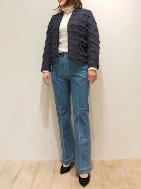 「qualite（カリテ）のアイテム（ノーカラージャケット）」を使った、koeさん（レディース・160cm）の冬コーディネート