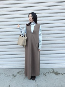 「アイテム（ワンピース/ドレス）」を使った、Akiさん（レディース・145cm）の冬コーディネート
