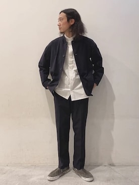 「セットアップスタイル」｜「アイテム（カバーオール）」を使った、Online Storeさん（メンズ・176cm）の春コーディネート