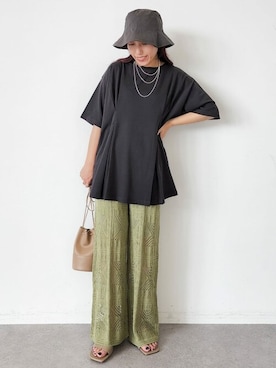 「earth music&ecology（アースミュージックアンドエコロジー）のアイテム（ハット、ブラック系）」を使った、Online Storeさん（レディース・151cm）の夏コーディネート