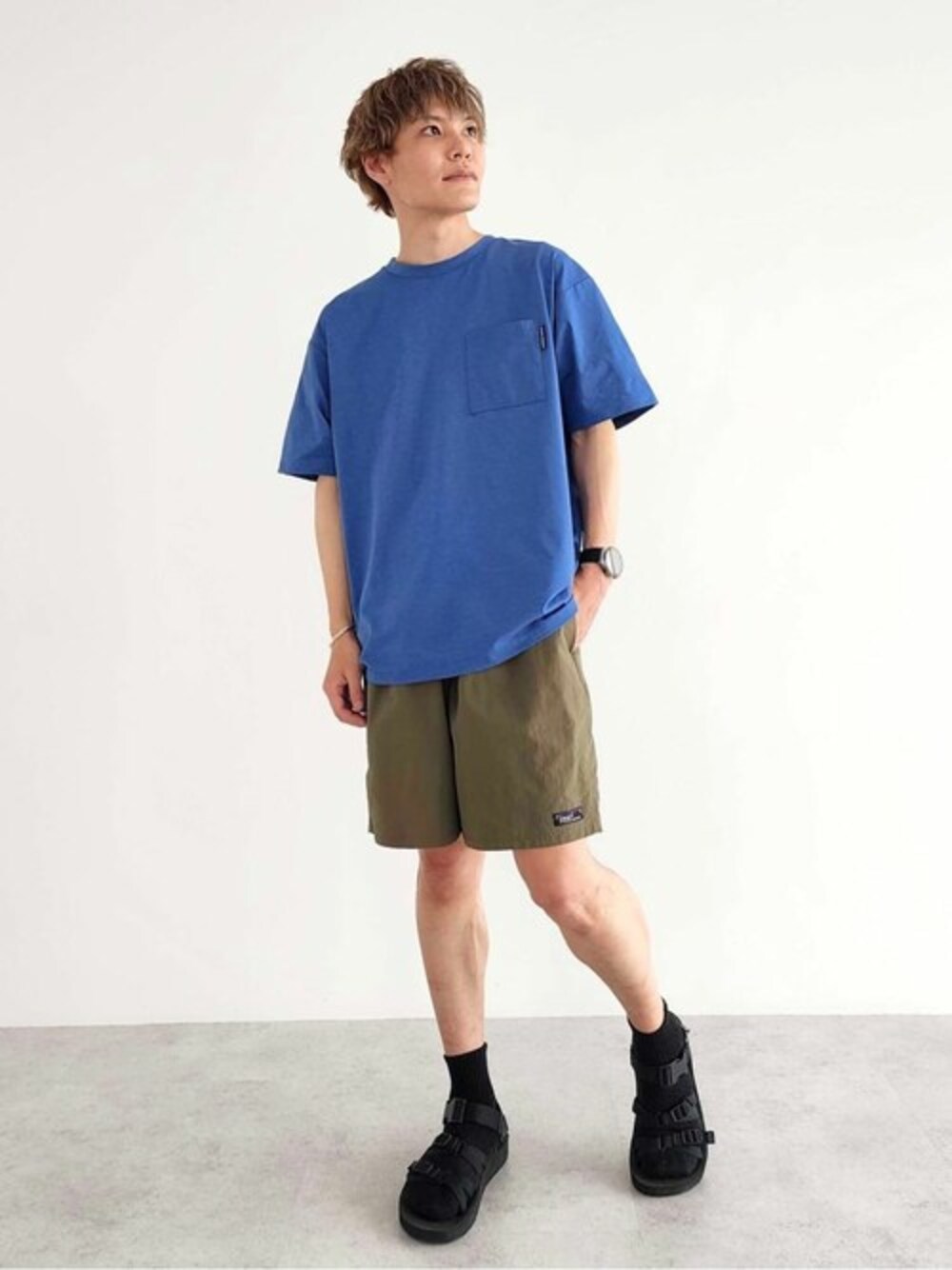 「CRAFT STANDARD BOUTIQUE、クラフトスタンダードブティック、craftstandardboutique」｜「SIERRA DESIGNSの【別注】SIERRA DESIGNS 吸汗速乾ポケットTEE（Tシャツ/カットソー、ブルー系）」を使った、Online Storeさん（メンズ・173cm）の夏コーディネートの1枚目の写真
