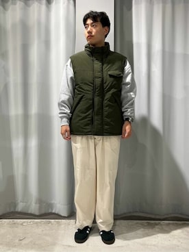 「ダウンベスト」｜「アイテム（その他アウター）」を使った、Online Storeさん（メンズ・172cm）の秋コーディネート