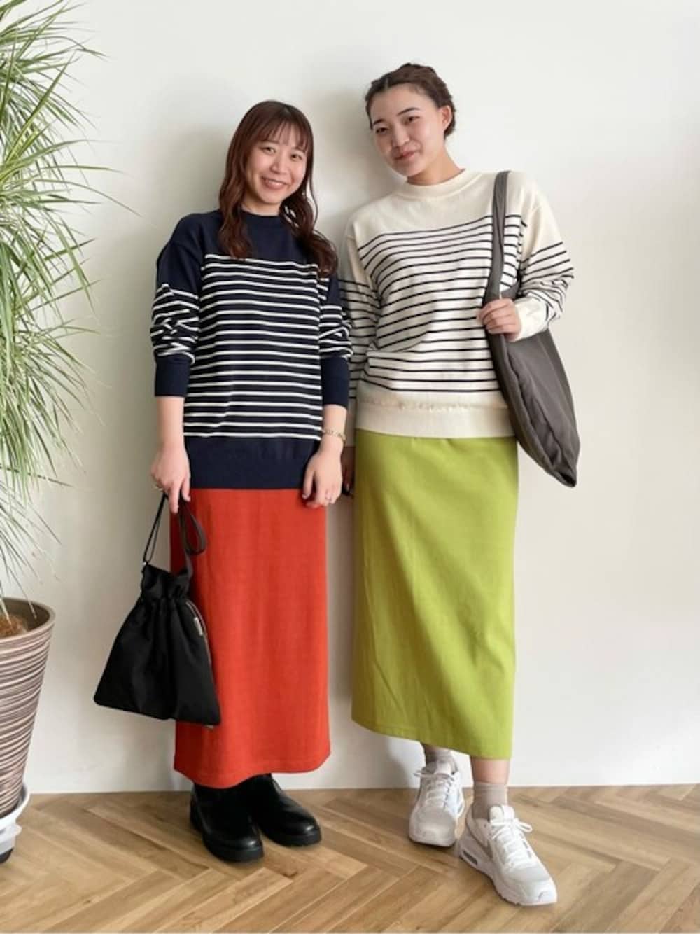 「CRAFT STANDARD BOUTIQUE、craftstandardboutique」｜「CRAFT STANDARD BOUTIQUEのパネルボーダーニットプルオーバー ◆（ニット/セーター、ベージュ系）」を使った、Online Storeさん（レディース・171cm）の冬コーディネートの1枚目の写真