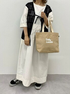 「ジュートバッグ」｜Dailyrusset ECさん（レディース・161cm）の春コーディネート