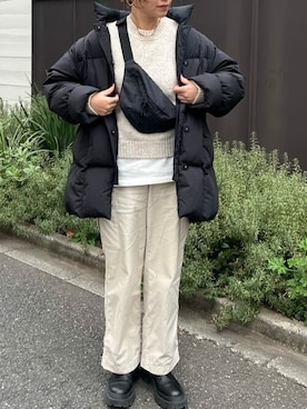 「OUTDOOR PRODUCTS（アウトドアプロダクツ）のアイテム（ボディバッグ/ウエストポーチ）」を使った、Dailyrusset ECさん（レディース・164cm）の冬コーディネート