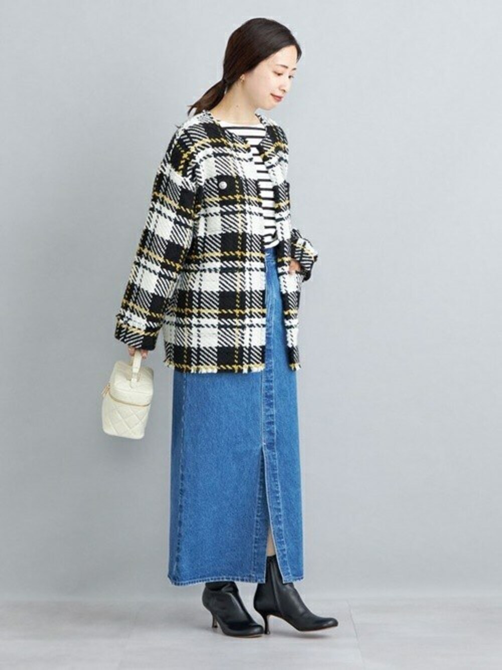 SHIPS John branigan ツイード 羽織り ノーカラージャケット 20220921143151635.jpg