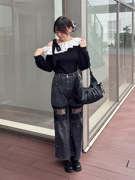 「アイテム（シュシュ）」を使った、momorinさん（レディース・165cm）の秋コーディネート