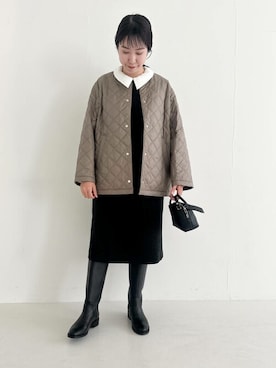 「ストレート×イエベ春」｜「アイテム（ノーカラージャケット）」を使った、ROSSO WOMENさん（レディース・161cm）の冬コーディネート