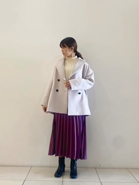 「URBAN RESEARCH ROSSO」｜「アイテム（ピーコート）」を使った、ROSSO WOMENさん（レディース・159cm）の冬コーディネート