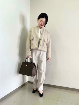 「アーバンリサーチ」｜「アイテム（ノーカラージャケット）」を使った、ROSSO WOMENさん（レディース・153cm）の春コーディネート