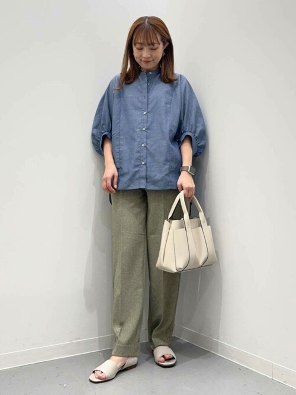一部WEB限定カラー』『UR TECH Smart Linen Touch』袖ボリュームシャツ 