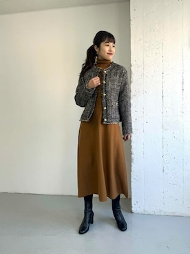 「アーバンリサーチ」｜「アイテム（ノーカラージャケット）」を使った、ROSSO WOMENさん（レディース・163cm）の秋コーディネート