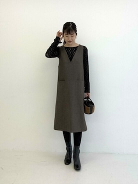 「アーバンリサーチ」｜「アイテム（ジャンパースカート）」を使った、ROSSO WOMENさん（レディース・163cm）の秋コーディネート