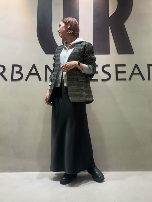 セール】モールチェックノーカラーオーバージャケット（ノーカラー