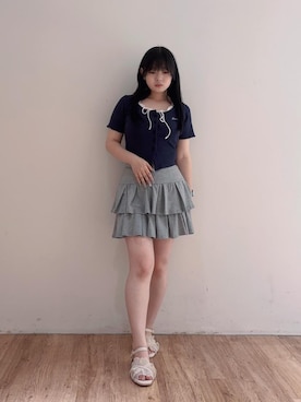 「MAJESTIC LEGON（マジェスティックレゴン）のアイテム（Tシャツ/カットソー）」を使った、saeさん（レディース・155cm）の夏コーディネート