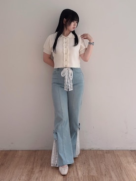 「アイテム（カーディガン/ボレロ）」を使った、saeさん（レディース・155cm）の夏コーディネート