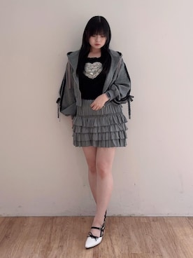 「アイテム（パーカー）」を使った、saeさん（レディース・155cm）の夏コーディネート