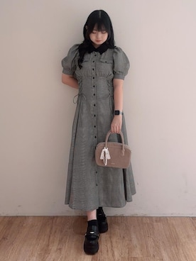 「アイテム（シャツワンピース）」を使った、saeさん（レディース・155cm）の秋コーディネート