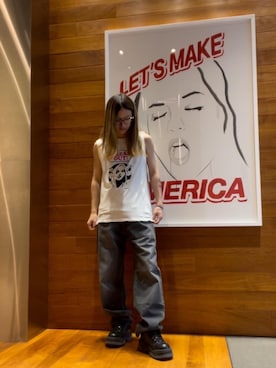 「ロック」｜「アイテム（タンクトップ）」を使った、hyscocco43さん（メンズ・165cm）の春コーディネート