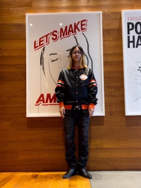 「HYSTERIC GLAMOUR（ヒステリックグラマー）のアイテム（スタジャン）」を使った、hyscocco43さん（メンズ・165cm）の秋コーディネート