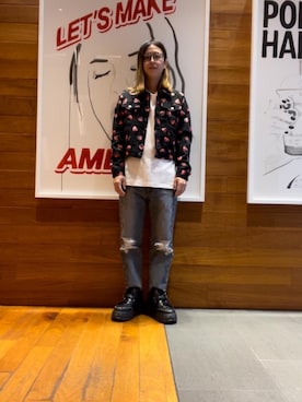 「HYSTERIC GLAMOUR（ヒステリックグラマー）のSNAKE LOOP 8分丈クラッシュデニムパンツ（デニムパンツ）」を使った、hyscocco43さん（メンズ・165cm）の秋コーディネート