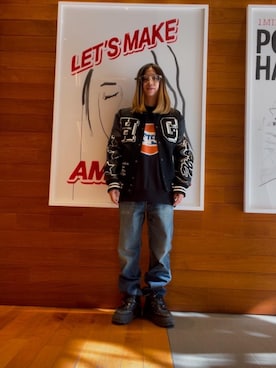 「HYSTERIC GLAMOUR（ヒステリックグラマー）のアイテム（ブルゾン）」を使った、hyscocco43さん（メンズ・165cm）の冬コーディネート