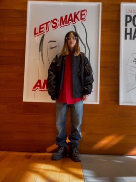 「HYSTERIC GLAMOUR（ヒステリックグラマー）のアイテム（ブルゾン）」を使った、hyscocco43さん（メンズ・165cm）の冬コーディネート