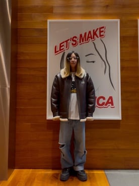 「HYSTERIC GLAMOUR（ヒステリックグラマー）のアイテム（ブルゾン）」を使った、hyscocco43さん（メンズ・165cm）の冬コーディネート