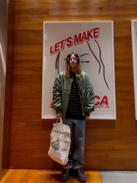 「HYSTERIC GLAMOUR（ヒステリックグラマー）のアイテム（ブルゾン）」を使った、hyscocco43さん（メンズ・165cm）の冬コーディネート