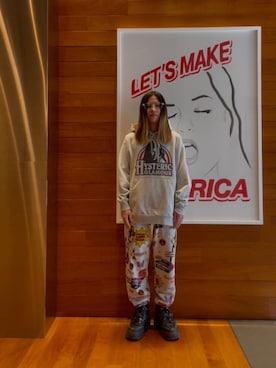「HYSTERIC GLAMOUR（ヒステリックグラマー）のアイテム（スウェットパンツ）」を使った、hyscocco43さん（メンズ・165cm）の冬コーディネート