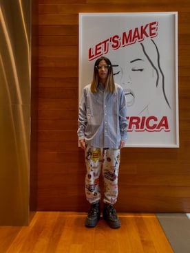 「HYSTERIC GLAMOUR（ヒステリックグラマー）のアイテム（スウェットパンツ）」を使った、hyscocco43さん（メンズ・165cm）の冬コーディネート