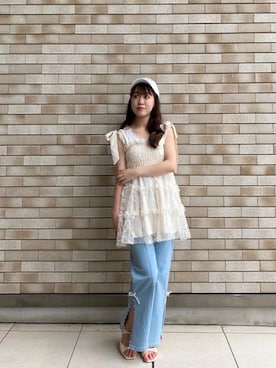「ビスチェコーデ」｜「アイテム（その他トップス）」を使った、ひぃちゃんさん（レディース・155cm）の夏コーディネート
