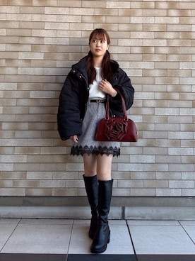 「ブルべ夏」｜「アイテム（ダウンジャケット/コート）」を使った、ひぃちゃんさん（レディース・155cm）の秋コーディネート