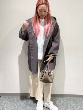 「スタンスミス」｜「アイテム（その他アウター）」を使った、shioriさん（レディース・158cm）の冬コーディネート