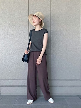 「スローブイエナ」｜「アイテム（帽子）」を使った、natsumiさん（レディース・156cm）の夏コーディネート