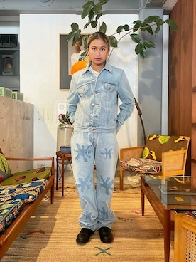 「アイテム（レッグウェア、グリーン系）」を使った、UNION_STAFFSさん（レディース・165cm）の夏コーディネート