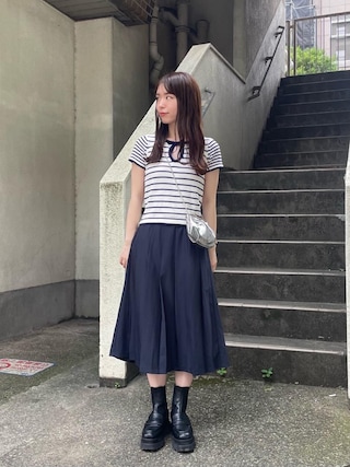 Tina.Jojun グレー プリーツスカート