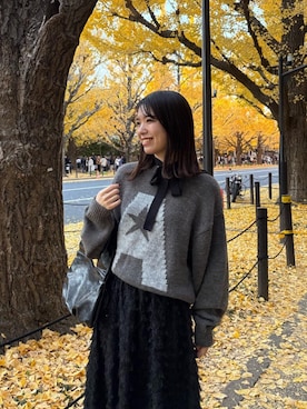 「TINA：JOJUN（ティーナジョジュン）のハートスタッズ バッグ TINA：JOJUN（ハンドバッグ、ブラック系）」を使った、Miyukiさん（レディース・158cm）の冬コーディネート