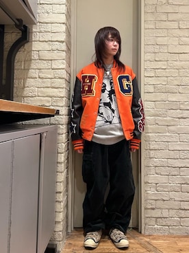 「HYSTERIC GLAMOUR（ヒステリックグラマー）のアイテム（スタジャン）」を使った、shoutaさん（メンズ・169cm）の冬コーディネート