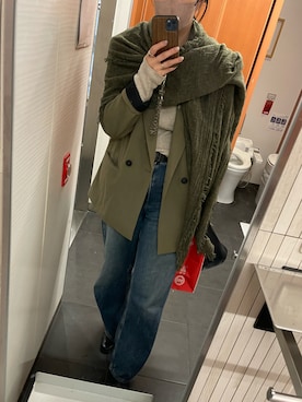 「アイテム（テーラードジャケット、グリーン系）」を使った、yaasさん（レディース・162cm）の冬コーディネート