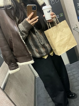 「アイテム（ムートンコート）」を使った、yaasさん（レディース・162cm）の冬コーディネート