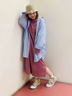 「Lee（リー）のアイテム（ハット）」を使った、pirori421さん（レディース・153cm）の春コーディネート