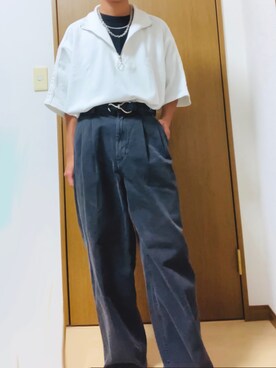 「ADRER（アドラー）のextra quality cotton punch dolman half ring zip T / エクストラクオリティコットンポンチドルマンハーフリングジップT（Tシャツ/カットソー）」を使った、sho-aさん（メンズ・167cm）の夏コーディネート