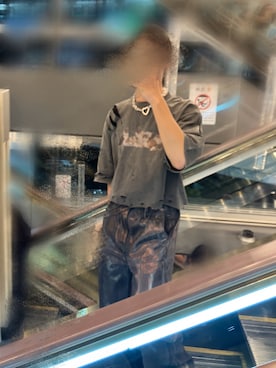CLEL 特殊加工ダブルニーデニムパンツ L ブルー CLEL】特殊加工ダブルニーデニムパンツ - メルカリ