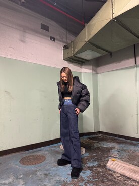 「EMODA（エモダ）のアイテム（ダウンジャケット/コート）」を使った、新井舞さん（レディース・160cm）の冬コーディネート